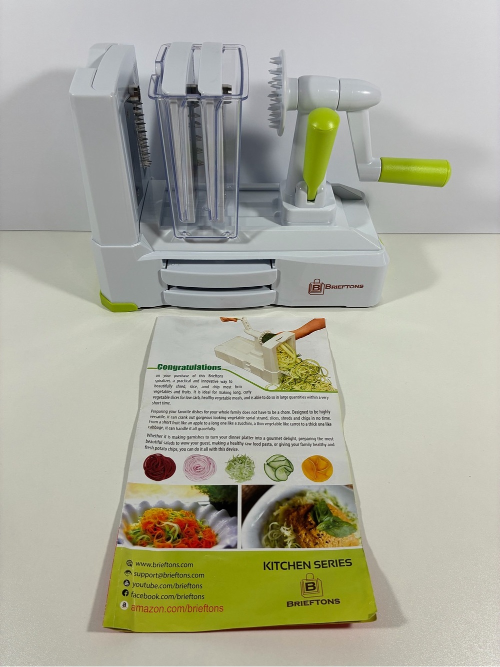 Brieftons Vegetable Spiralizer 5 Blade Zucchini Noodle Maker Japanese Steel NEW